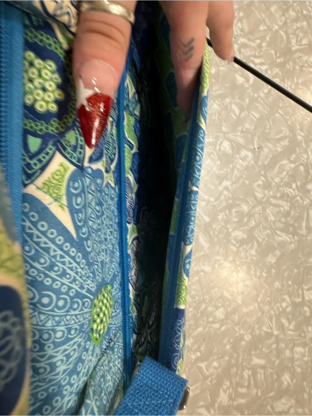 Vera Bradley Blue and Green Floral Quilted Laptop Bag